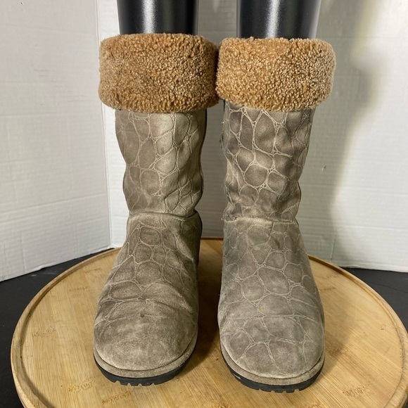 Stuart Weitzman Brown Suede Leather Faux Fur Lined Boot Womens Size 10 - Picture 2 of 15